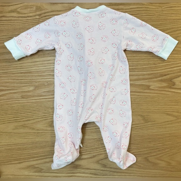 Kissy Kissy Girl's Fleecy Sheep Full-Zip Footie 3-6M Light Pink Pima Cotton - Picture 4 of 7